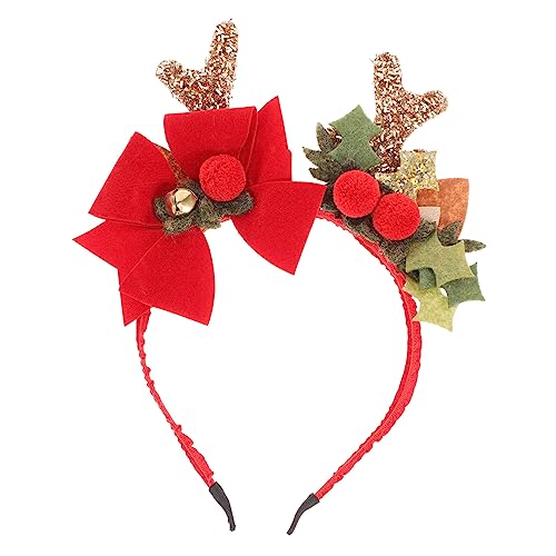 minkissy Weihnachtsparty-haarband mit Schleife Geweih-kopfbedeckung Haarreif für Mädchen Haarreif Weihnachts-kopfbedeckung für Kinder von minkissy