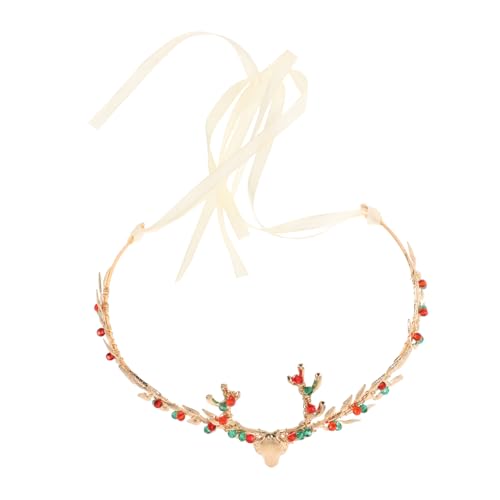 minkissy Blattkrone Strass-haarschmuck Damen Stirnband Mit Kronendesign Für Partygeschenk Weihnachts-haarband Weihnachtskopfkrone Blattkronen-haarreif von minkissy