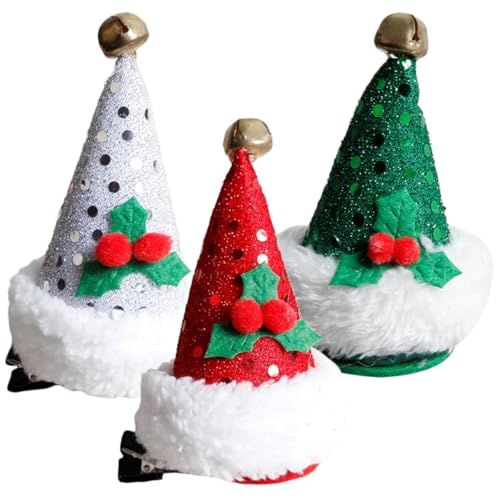 minkissy Weihnachtshaar Für Mädchen 3er-pack Weihnachtsmütze-haarspange Hübsche Haarspangen Haarschmuck Für Mädchen von minkissy