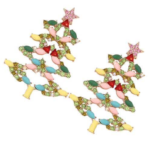 minkissy Weihnachtsohrringe Damen mit Farbigen Strasssteinen Luxuriöses Design Leicht und Modisch Festlicher Schmuck für Weihnachtsfeier und Alltag Eleganter Ohrschmuck für Frauen von minkissy