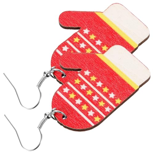 minkissy Weihnachtsohrringe Holz Ohrhänger Set Festliche Baumelnde Schmuck Damen Party Zubehör Stilvoll Langlebig von minkissy