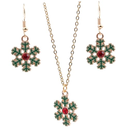 minkissy Weihnachtsschmuck Schneeflocken Ohrringe und Anhänger Halskette Festliches Design Modische Weihnachtskostüm Accessoires für Damen und Party von minkissy