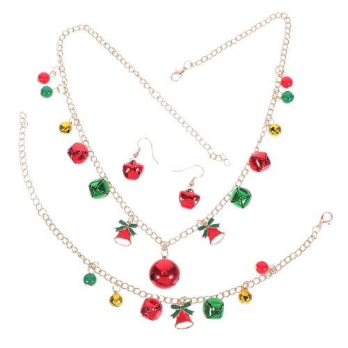 minkissy Weihnachtsschmuck Set Damen Glocken Schmuck mit Armband Halskette Ohrringe Farbiger Glöckchen Anhänger Festlicher Schmuck für Weihnachtsfeier und von minkissy