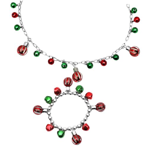 minkissy Weihnachtsschmuck Set mit Glockenanhänger Farbenfrohe Kette und Armband für Teenager Mädchen Festliches Schmuckset für Weihnachtsfeier und Party Kreatives Accessoire für Festliche von minkissy