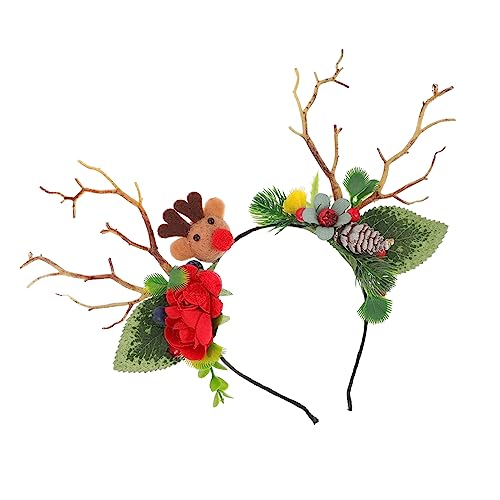 minkissy Weihnachtsstirnband Ast Geweih Haarreifen Haarschmuck für Kinder glitzernde Haarspangen Haarreifen aus Geweih Weihnachtsspangen Zweig Zylinder Haarring Kopfbedeckung Fräulein abs von minkissy