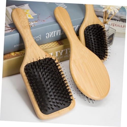 minkissy Wildschweinborsten Paddle Brush Haarbürste aus Massivholz Entwirrt Sanft frei von Ziepen mit Rutschfestem Griff und Glatten Zähnen für Damen Stimuliert Kopfhaut Frizz und Pflegt von minkissy