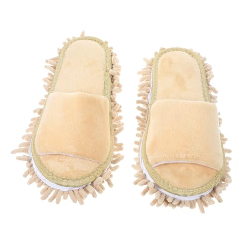 minkissy Winterliche Chenille Boden Mop Hausschuhe mit Zehenöffnung Rutschfest und Strapazierfähig Vielseitige Reinigungsslippers für Damen und Herren Bequeme Praktische Staubmopp von minkissy