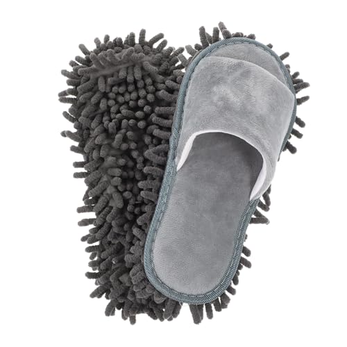 minkissy Winterliche Chenille Mopp Hausschuhe mit Rutschfester Sohle Waschbar Zehenöffnung für Damen und Herren Praktische Bodenreinigungspantoffeln von minkissy
