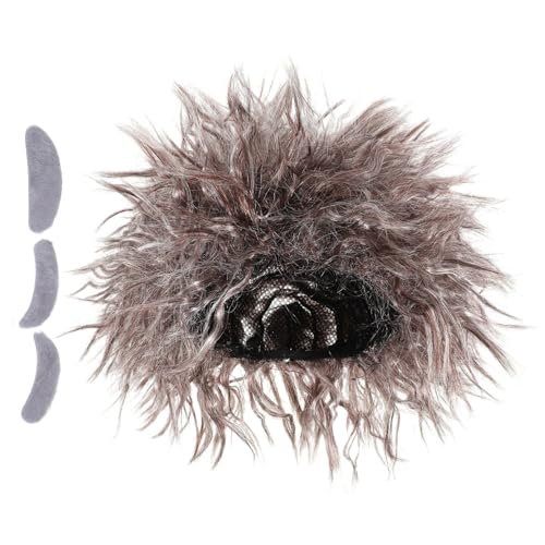 minkissy Wissenschaftler Perücke Set Braune Zöpfe Realistische Falsche Gesichtshaare für Erwachsene Halloween Kostüm Cosplay Party Zubehör von minkissy