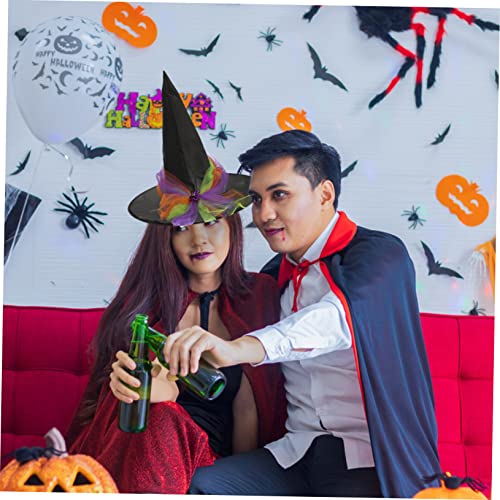 minkissy Witziger Halloween Hexenhut Damen Spitze Hexenhut mit Blumen für Karneval Kostüm Cosplay Party Zubehör Masquerade von minkissy