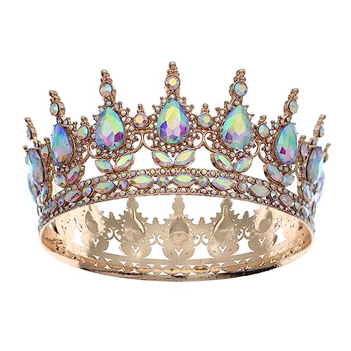 minkissy ab Diamant volle runde Krone Kronen für Frauen hohles Haarzubehör bridesmaid bridemaid Hochzeitsschmuck femmansoe weiblich Haarschmuck aus Strass Geburtstagskrone Legierung Golden von minkissy