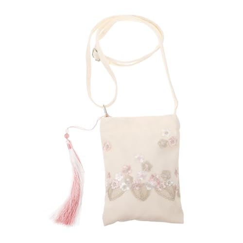 minkissy bestickte Tasche aus Segeltuch Schulter groß Beige Reisetasche Reise-Kulturbeutel Die Blumentasche Blumentragetaschen für Frauen Sommertasche geblümte Umhängetasche von minkissy