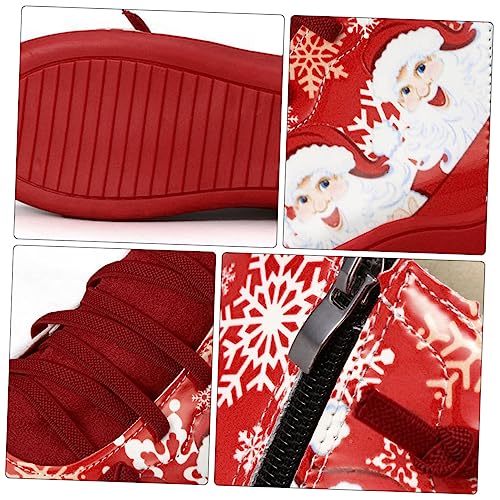 minkissy -booties Stiefel Hausschuhe Schuhe Für Frauen Frohe Weihnachtsschuhe Winterschuhe Für Damen Damenschuhe Damen Winterschuhe Frau Schuhe Künstlicher Pu Rot von minkissy