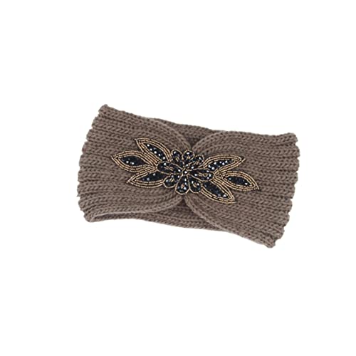 minkissy Gestricktes Stirnband Aus Wollgarn Warmes Haarband Mit Blumenmuster Kopfschmuck Für Winter Atmungsaktiv Und Angenehm Zu Tragen von minkissy