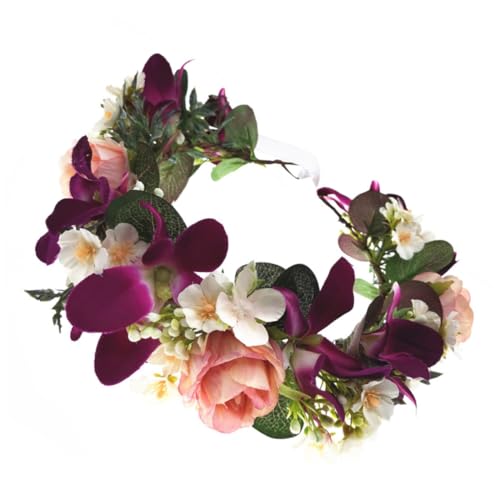 minkissy künstlicher Blumenkranz Haarbänder für Mädchen Hochzeitshaarkranz Tiara Stirnband Blumenhaarband der Braut Haarkrone die Blumen künstliche Haarschmuck Kopfbedeckung von minkissy