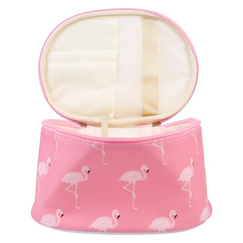 minkissy wasserdichte Pu-schminktasche Flamingo-Kosmetiktasche Make-up-Organizer Mit Reißverschluss Großes Fassungsvermögen Für Reise-kosmetiktaschen Separates Fach Für Bürsten von minkissy