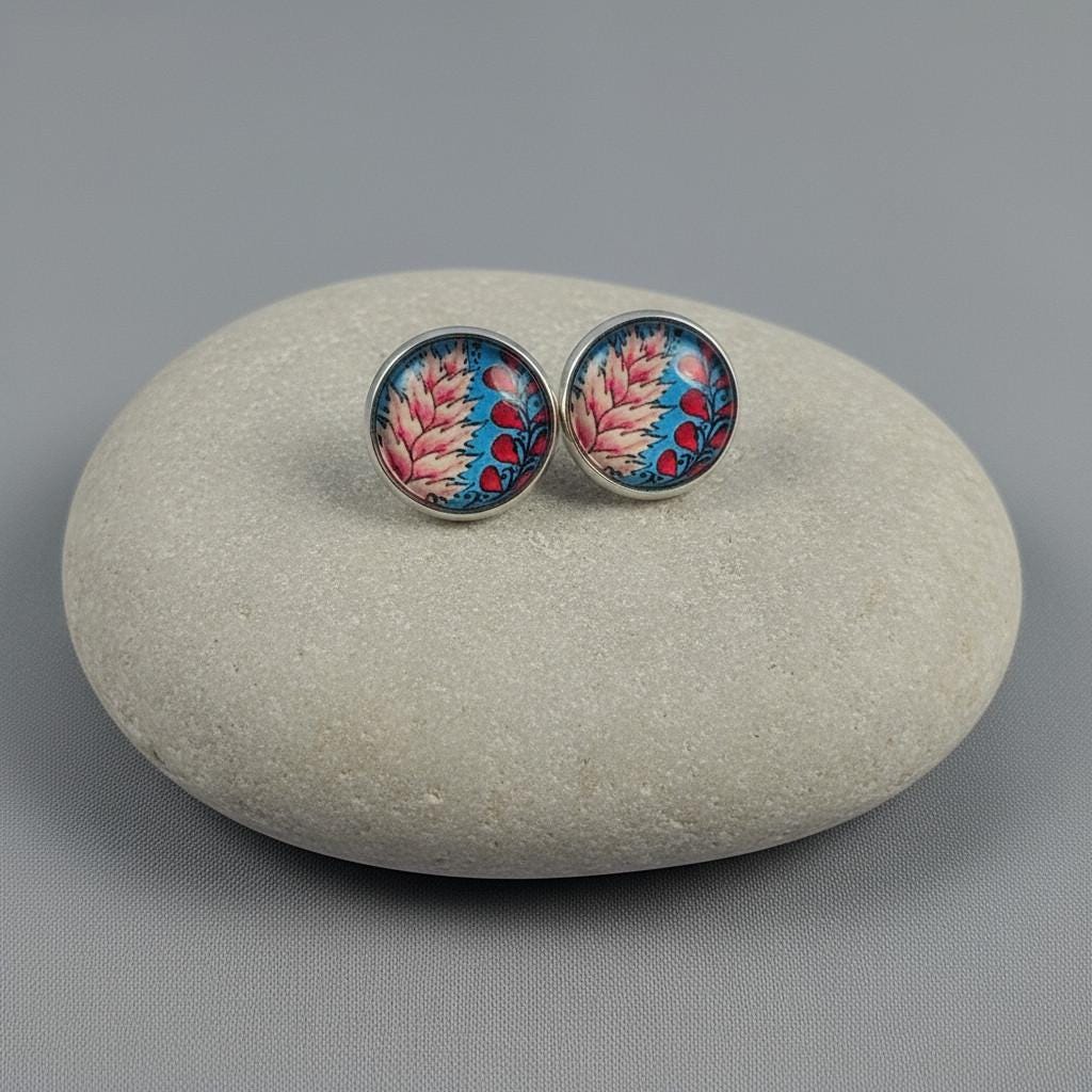 Ohrstecker Silberfarben Mit Buntem Stein, Cabochon Für Jeden Anlass von minnasglueck