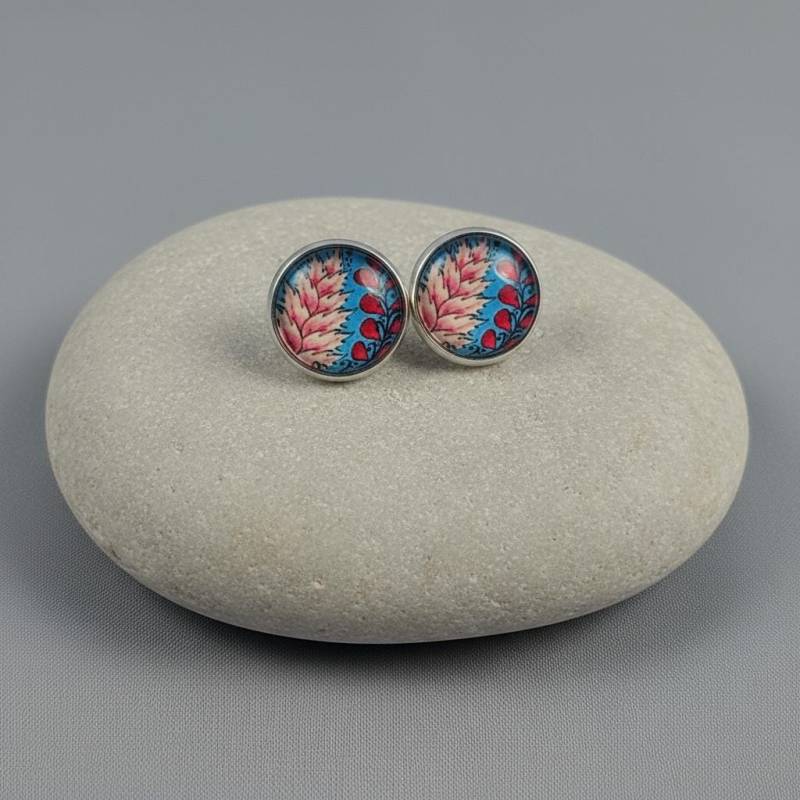 Ohrstecker Silberfarben Mit Buntem Stein, Cabochon Für Jeden Anlass von minnasglueck