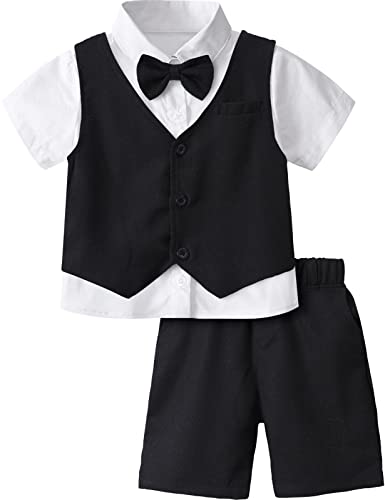 mintgreen Baby Anzug Junge, Hochzeit Tauf Kurzarm Kleidung, Schwarz, 12-18 Monate, 80 von mintgreen