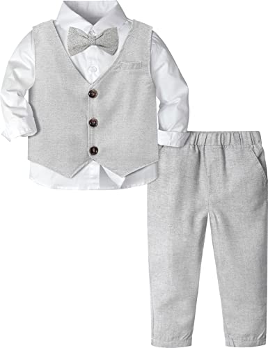 mintgreen Baby Anzug Junge, Kleinkind Hochzeit Outfit Gentleman Lange Ärmel Kleiderset, Hellgrau, 4-5 Jahre, 120 von mintgreen