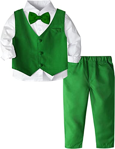 mintgreen Baby Anzug Junge, Kleinkind St. Patricks Day kostüm Outfit Gentleman Kleidungsset Lange Ärmel Shirt, Grün, 18-24 Monate, 90 von mintgreen