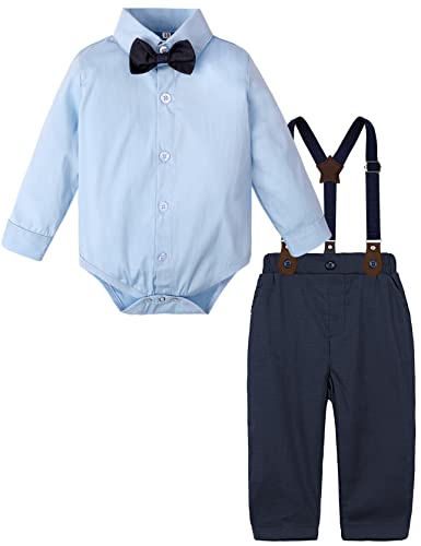 mintgreen Baby Anzug Junge, Tauf Outfit Hochzeit Passen Weste Smoking, Einfarbig Blau, 6-9 Monate, 70 von mintgreen