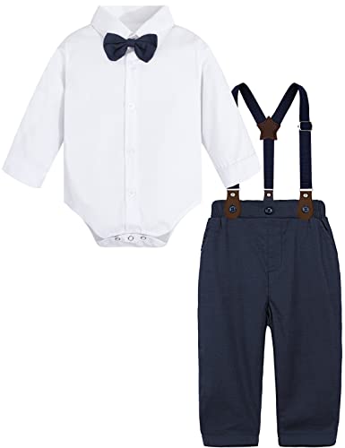 mintgreen Baby Anzug Junge, Tauf Outfit Hochzeit Passen Weste Smoking, Weiß Blau, 9-12 Monate, 80 von mintgreen