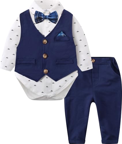 mintgreen Baby Anzug Junge Hochzeit, Gentleman Taufanzug Body Weste Bekleidungssets, Marineblau, 3-6 Monate, 60 von mintgreen