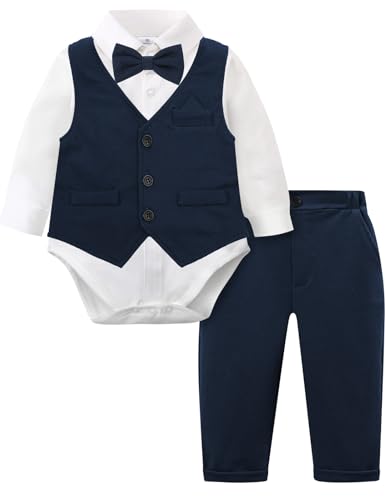 mintgreen Baby Anzug Junge Hochzeit, Gentleman Weihnachten Body Weste Bekleidungssets, Dunkelmarineblau, 12-18 Monate, 90 mintgreen Baby Anzug Junge Hochzeit, Gentleman Weihnachten Body Weste Bekleidungssets, Dunkelmarineblau, 12-18 Monate, 90 von mintgreen