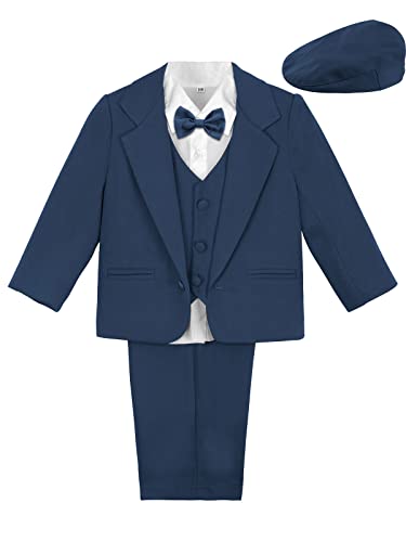 mintgreen Baby Anzug Junge Hochzeit, Smoking Formal Taufe Outfit mit Hut, Navy Blau, 80 von mintgreen