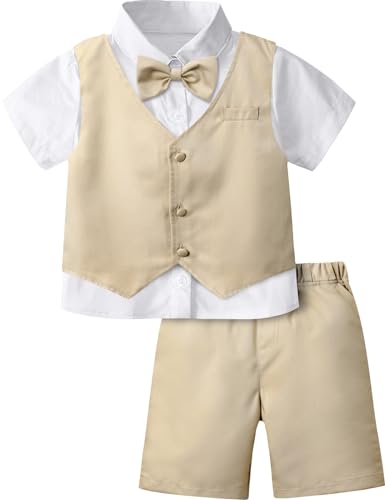 mintgreen Baby Anzug Junge Hochzeit, Tauf Outfit Weste Set, Braun, 18-24 Monate, 90 von mintgreen