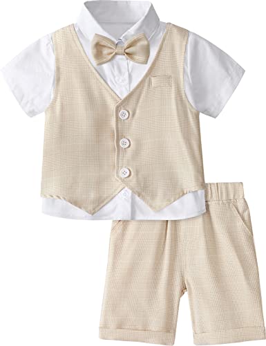 mintgreen Baby Anzug Junge Hochzeit, Tauf Outfit Weste Set, Khaki, 2-3 Jahre, 100 von mintgreen