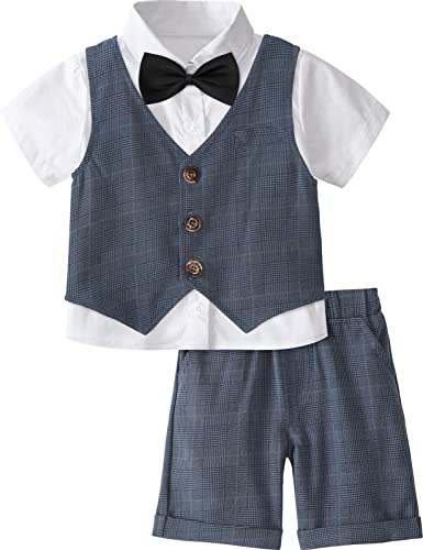 mintgreen Baby Anzug Junge Hochzeit, Tauf Outfit Weste Set, Navy Blau, 5-6 Jahre, 130 von mintgreen