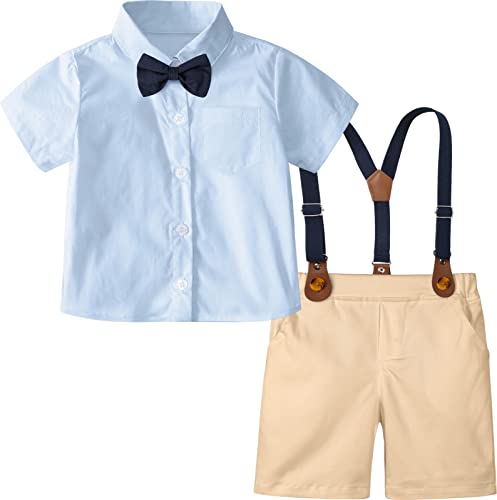 mintgreen Baby Anzug Junge Hochzeit, Taufanzug Kurzarm Sommer Kleidungsset, Blau Khaki, 18-24 Monate, 90 von mintgreen