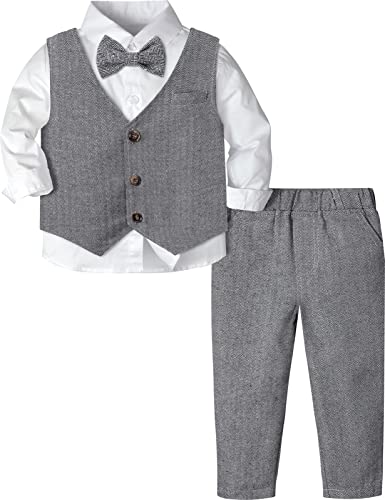 mintgreen Baby Junge Formell Anzug Gentleman Kleidung Set, Dunkelgrau, 18-24 Monate, 90 von mintgreen