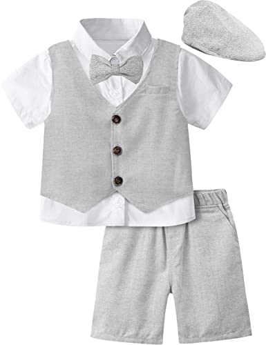 mintgreen Baby Junge Formell Outfits Gentleman Anzugset mit Hut, Grau, 18-24 Monate, 90 von mintgreen