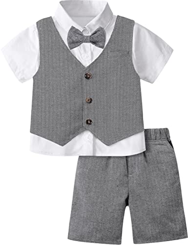 mintgreen Baby Junge Formeller Anzug Gentleman Outfit Setz, Dunkelgrau, 18-24 Monate, 90 von mintgreen