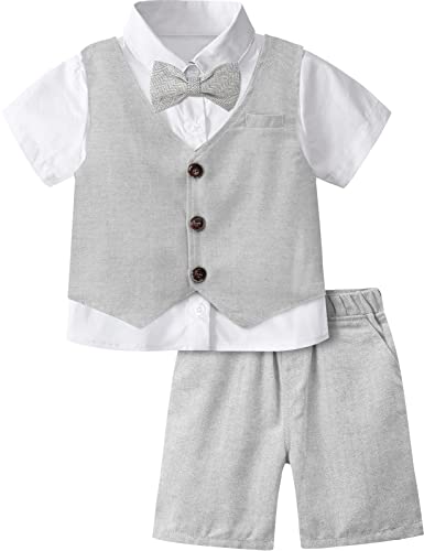 mintgreen Baby Junge Formeller Anzug Gentleman Outfit Setz, Hellgrau, 18-24 Monate, 90 von mintgreen