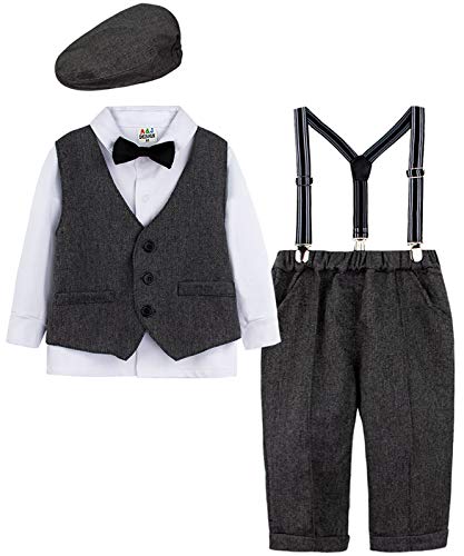 mintgreen Baby Junge Gentleman Kleidung Anzug mit Hut, Dunkelgrau, 1-2 Jahre von mintgreen