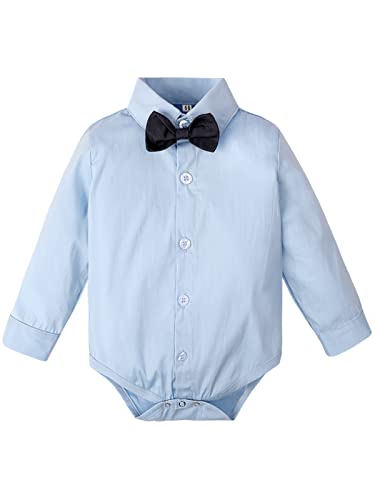 mintgreen Baby Junge Hemden Hochzeit Bodys Kleinkind Gentleman Krawatte Shirt, Blau, 9-12 Monate, 80 von mintgreen