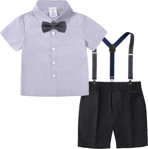 mintgreen Baby Jungen Anzüge, Neugeborenes Hemd Hose Taufe Gentleman Outfit Kurzarm Passen mit Straps, Grau blau, 98-104, 110 mintgreen Baby Jungen Anzüge, Neugeborenes Hemd Hose Taufe Gentleman Outfit Kurzarm Passen mit Straps, Grau blau, 98-104, 110 von mintgreen