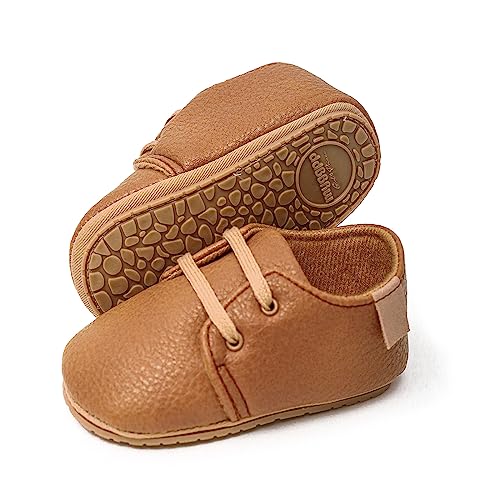 mintgreen Baby Jungen Mädchen Sneakers Oxford Schnürschuhe Kleinkind rutschfeste Erste Laufschuhe, Braun, 6-12 Monate, 1 von mintgreen