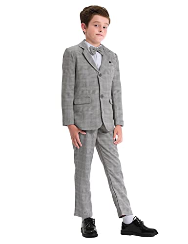 mintgreen Jungen Anzug Blazer Kinder Formal Hochzeit Outfits Gentleman Tuexdo Sätze, Grau Kariert, 10-11 Jahre, 150 von mintgreen