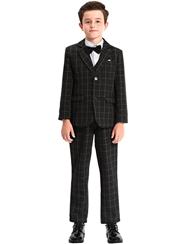 mintgreen Jungen Anzug Blazer Kinder Formal Hochzeit Outfits Winter Gentleman Tuexdo Sätze, Schwarz Grau, 11-12 Jahre, 160 von mintgreen