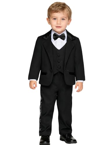 mintgreen Kinder Anzug Set Junge, Baby Taufe Festlich Hochzeit Kleidungsset Langarmanzug, Schwarz, 6-9 Monate, 80 von mintgreen