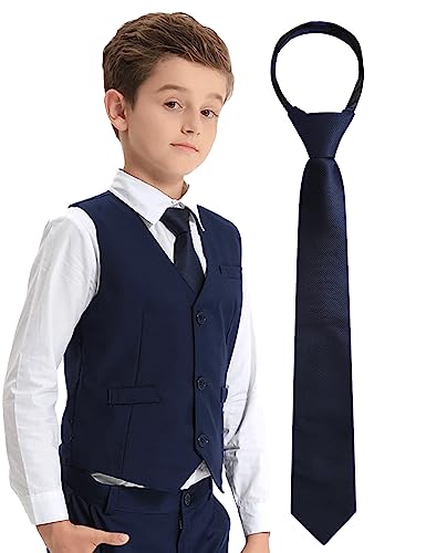 mintgreen Kinder Jungen Krawatte Vorgebunden Krawatte Einstellbar Schule Krawatten Formale Krawatte für Mädchen Hochzeits Schuluniform, Navy Blau, 15 Inches von mintgreen