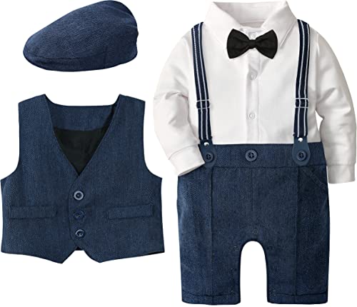 mintgreen Neugeborene Gentleman Lange Ärmel Outfit Set Baby Spielanzug, Königsblau, 3-6 Monate, 60 von mintgreen