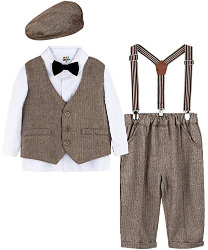 mintgreen Neugeborene Herbst Gentleman Anzug Set, Braun, 1-2 Jahre von mintgreen