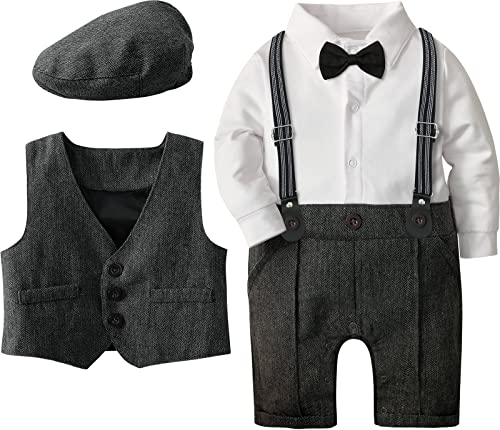 mintgreen Säugling Smoking Anzug Set Lange Ärmel Overall, Dunkelgrau, 12-18 Monate, 90 von mintgreen