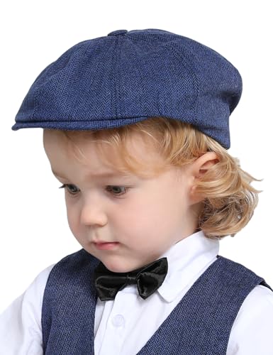 mintgreen Schiebermütze Kinder, Baby Jungen Fischgrät Tweed Schirmmütze Barett Newsboy Cap, Blau, 1-2 Jahre von mintgreen